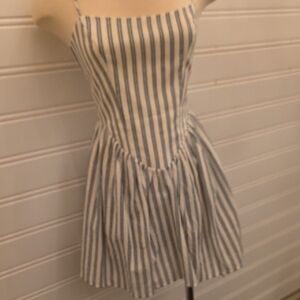 Rumored Blue and Cream Striped Dress